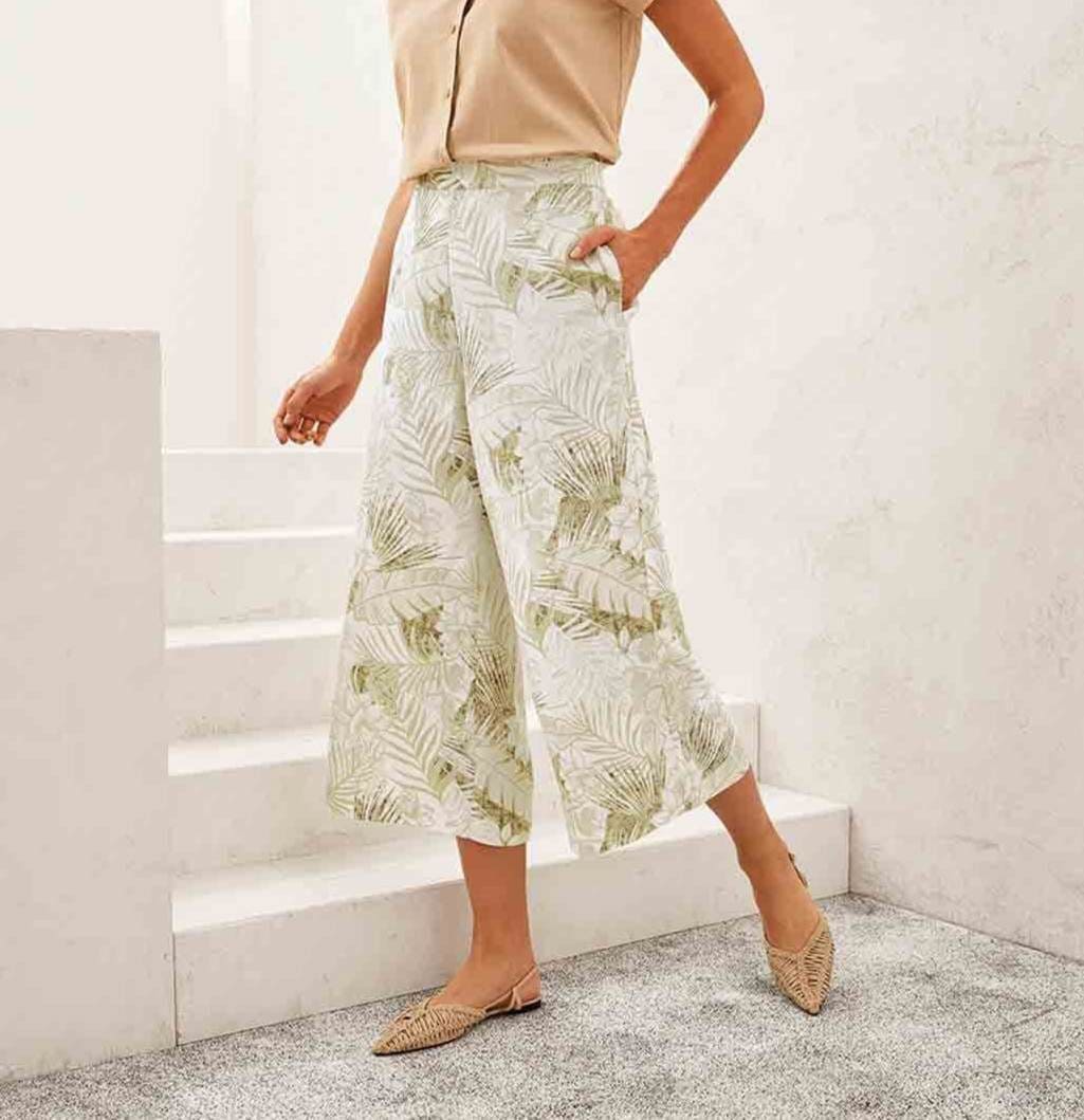 Pantalón culotte de lino para mujer de Lidl