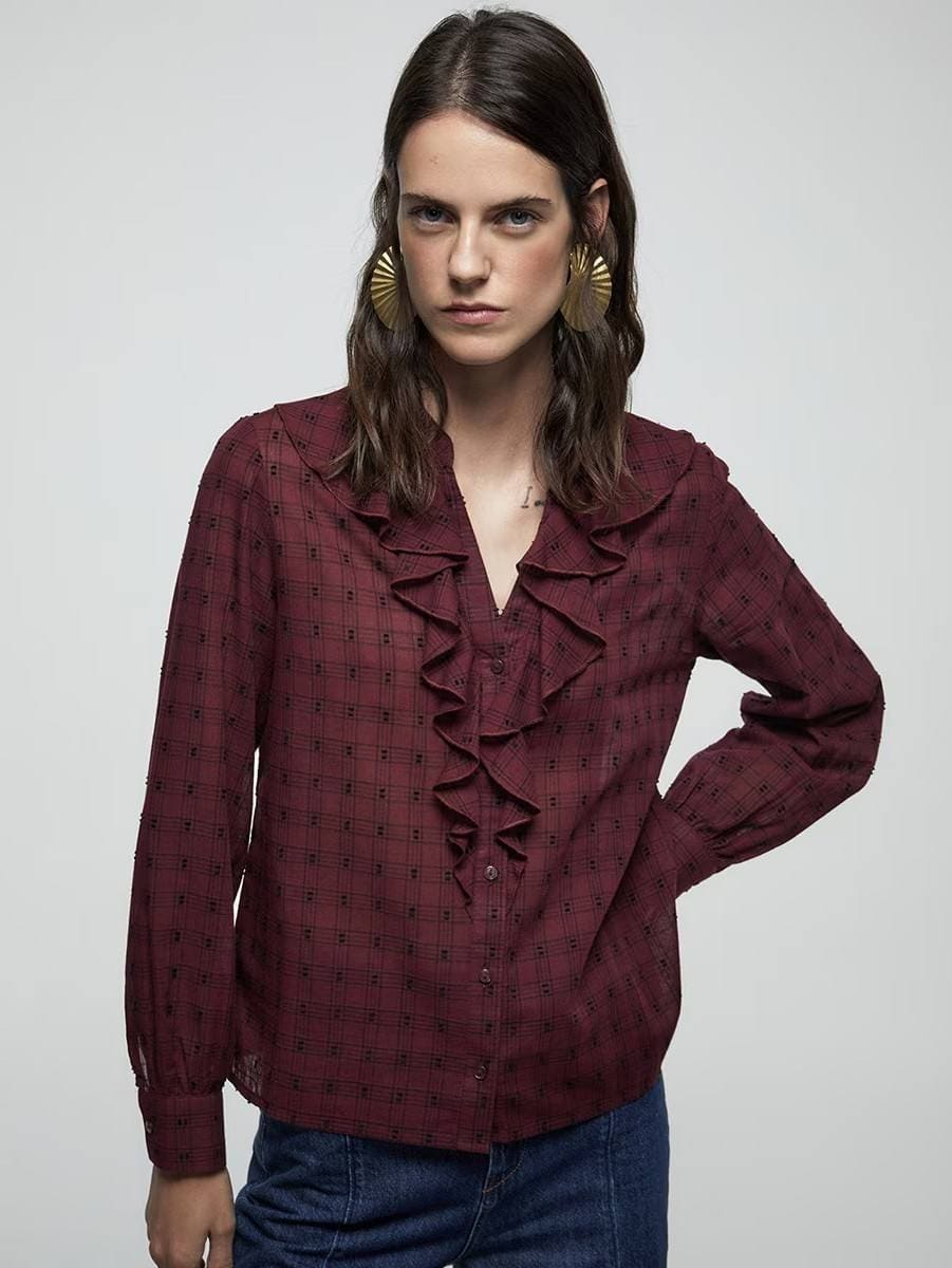 Blusa volante dobby de Sfera