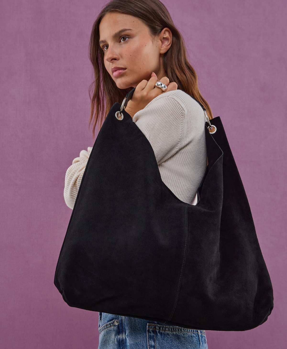 Bolso hombro anillas piel de Stradivarius