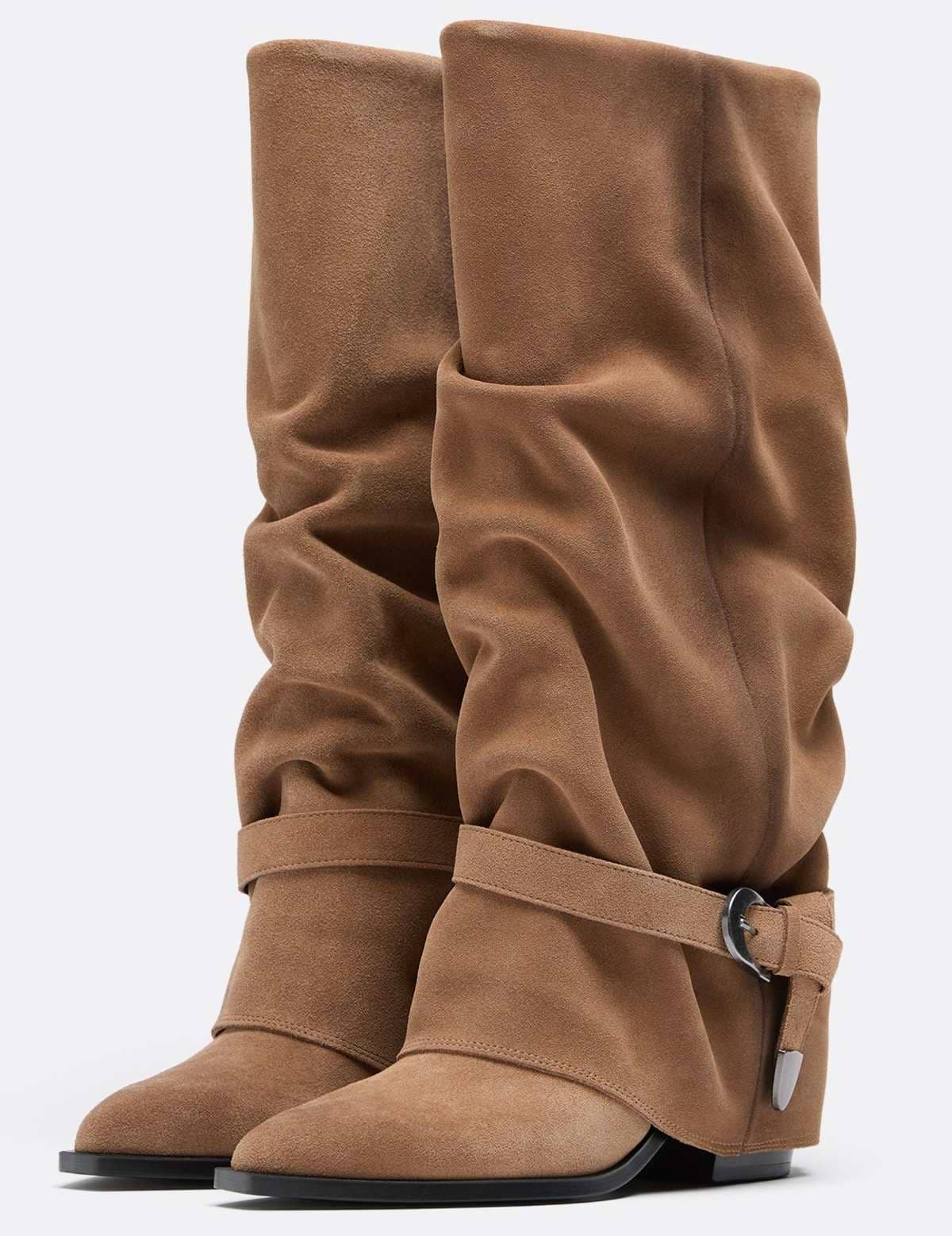Botas tacón joots piel de Stradivarius