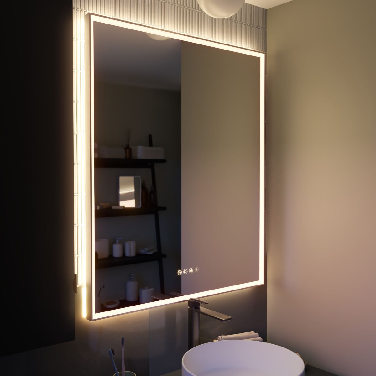 Espejo de baño con luz LED New Frame con antivaho de Leroy Merlin