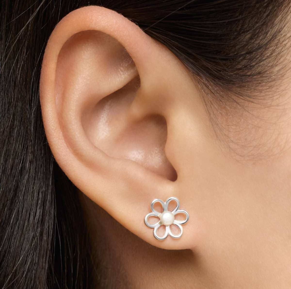 Pendientes flor de plata y perlas cultivadas Maggie de TOUS