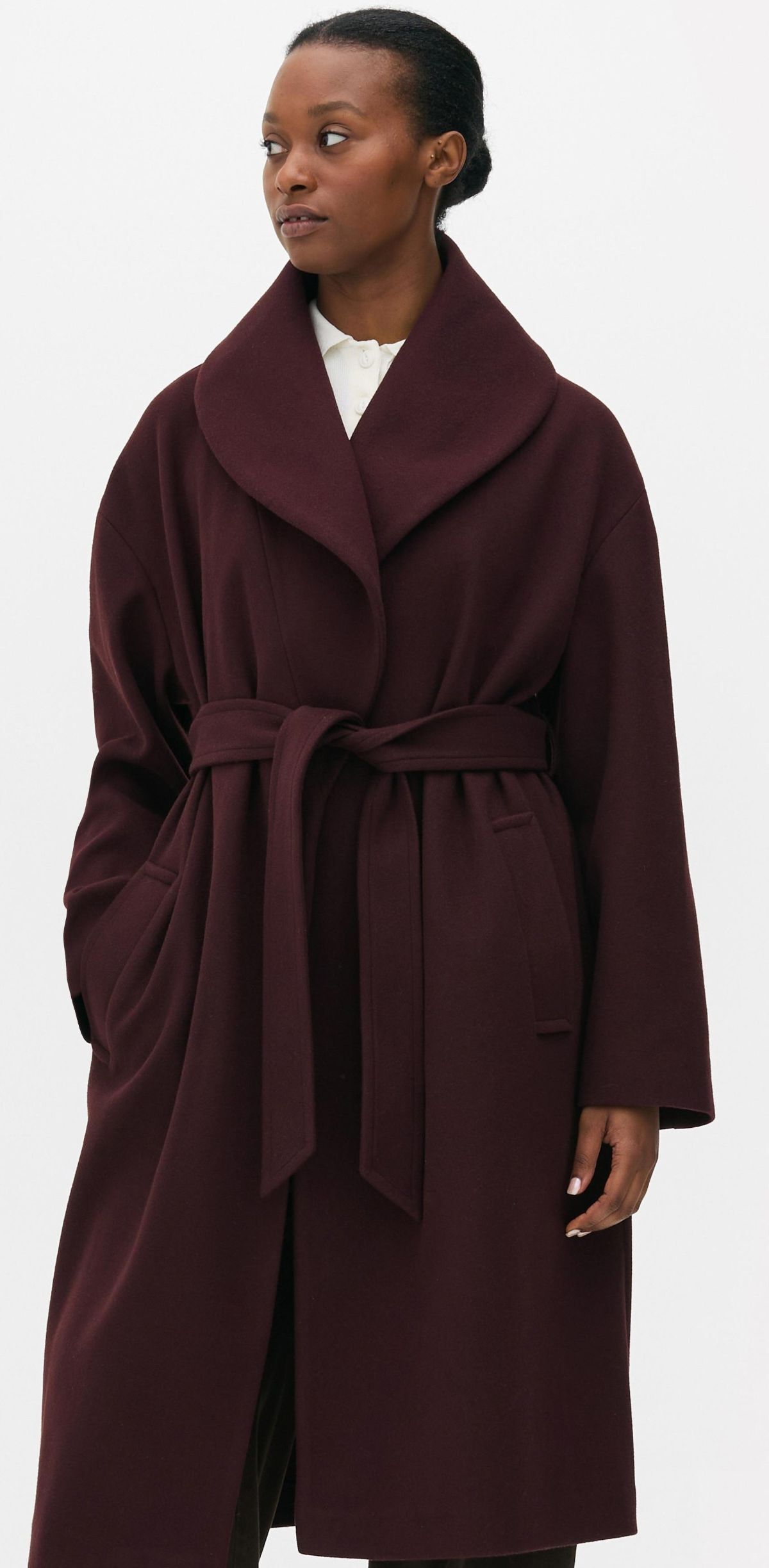 Abrigo de cuello esmoquin con cinturón de Primark