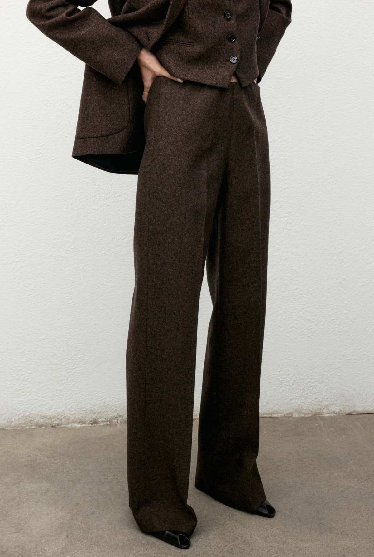 Pantalón lana jaspeado de Mango