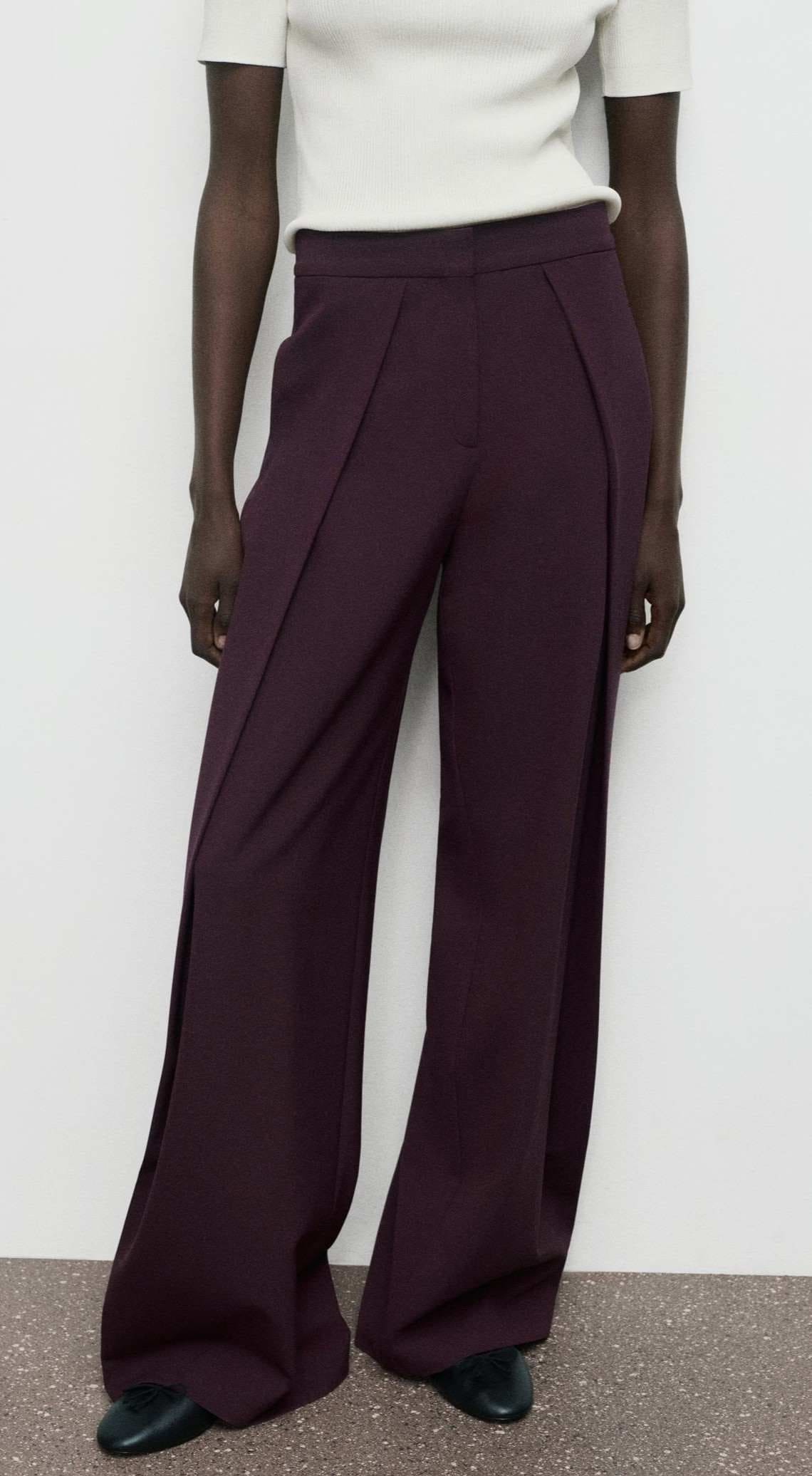 Pantalón wide leg pinzas de Mango