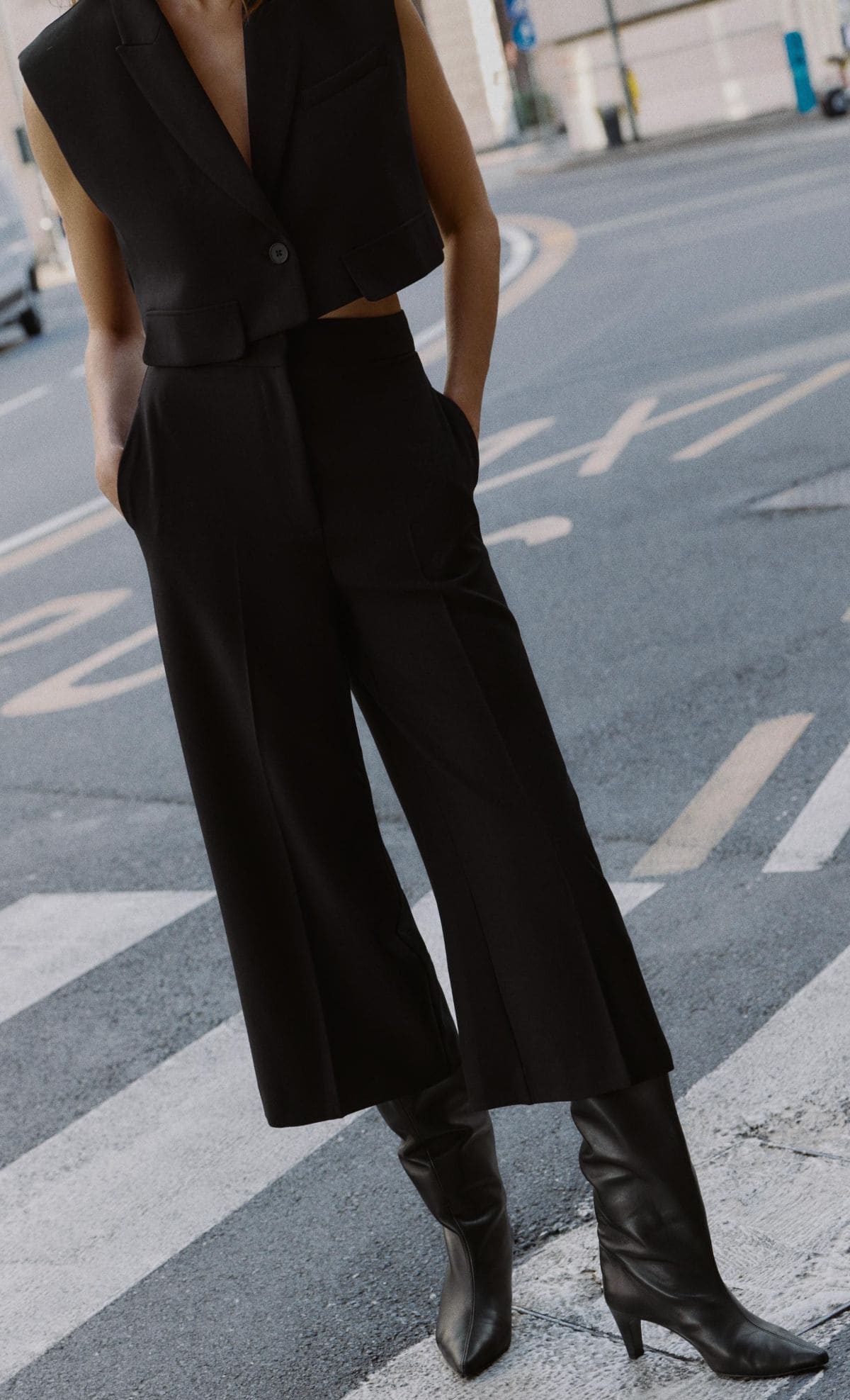 Pantalón culotte de tiro alto de Zara
