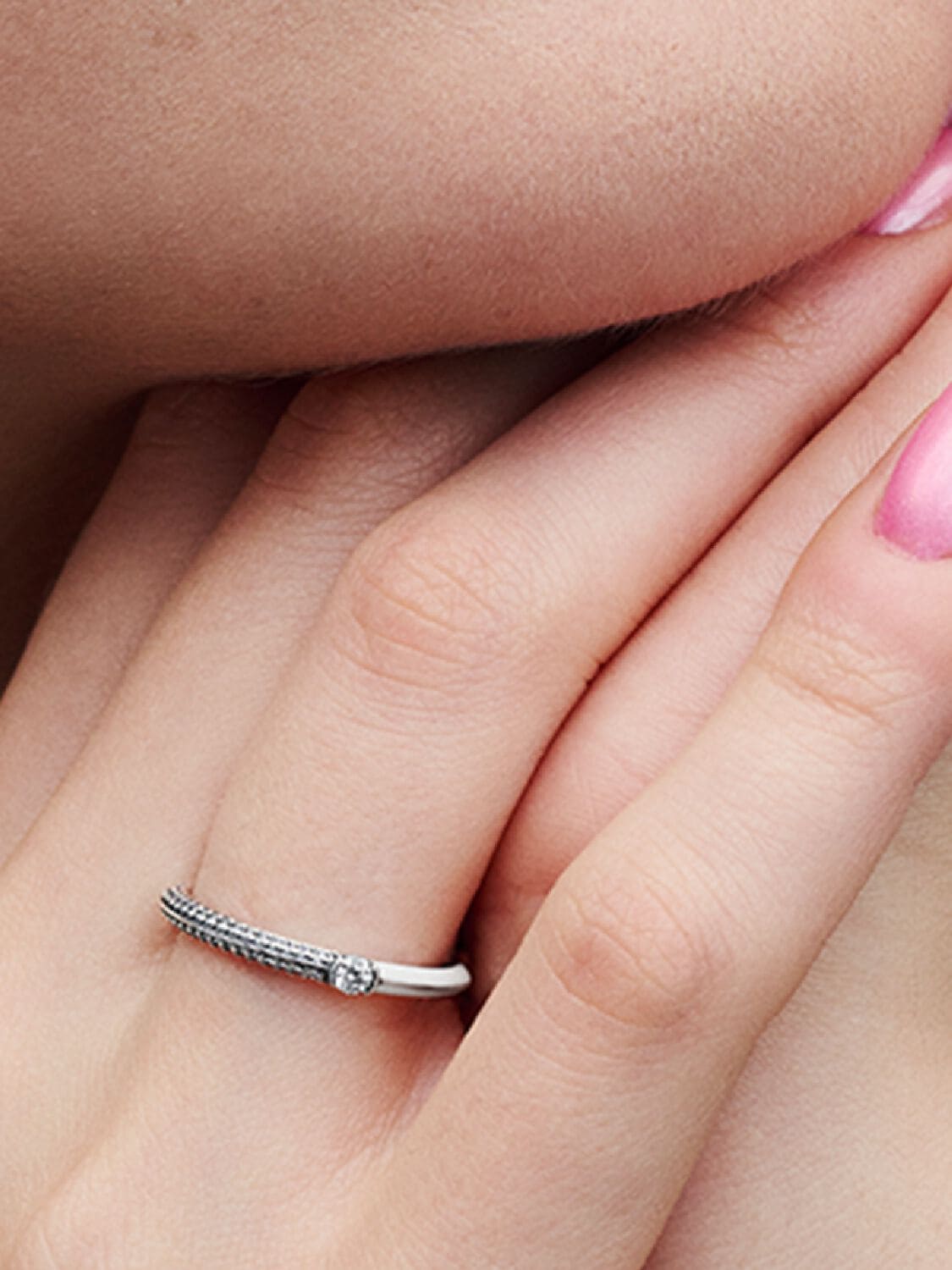 Anillo Dual Blanco y Pavé