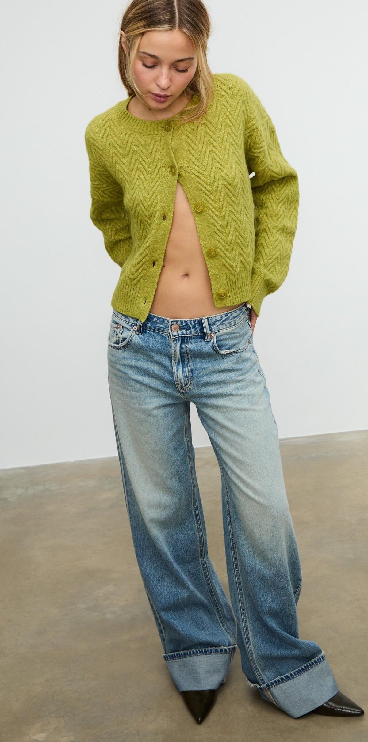 Chaqueta de punto trenzado