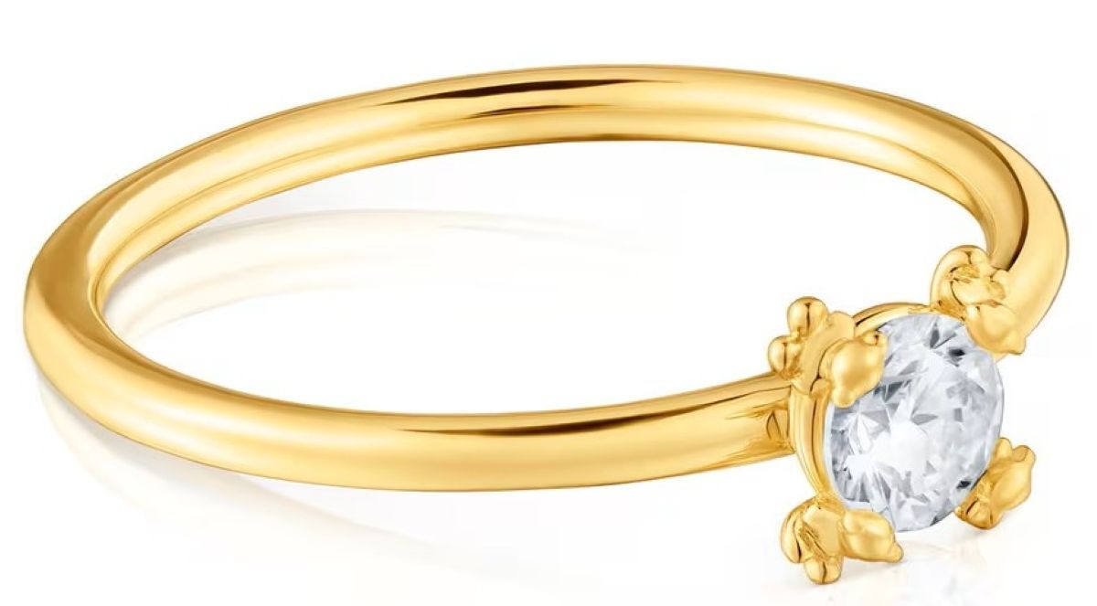 Anillo con baño de oro 18 kt sobre plata y diamante creado en laboratorio Color Pills de Tous