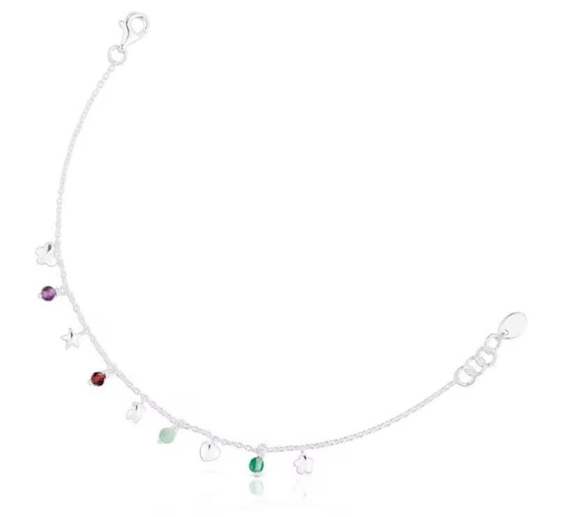 Pulsera Bold Motif de plata y gemas motivos