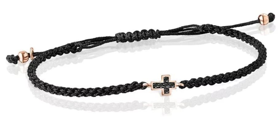 Pulsera Motif cruz bañada en oro de 18 kt sobre plata rosa con espinelas