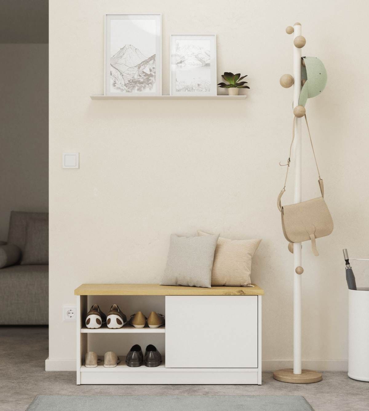 Banco zapatero moderno con 3 puertas y cojín en Leroy Merlin