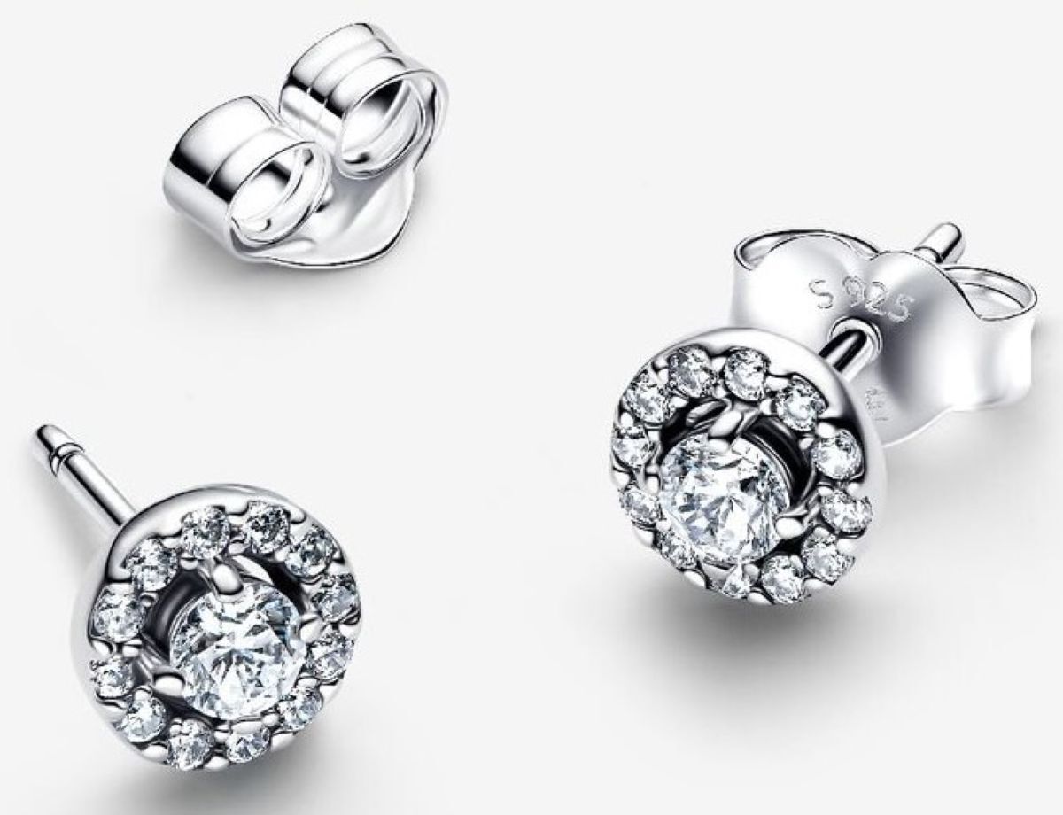 Pendientes de botón Halo Redondo en pavé de Pandora