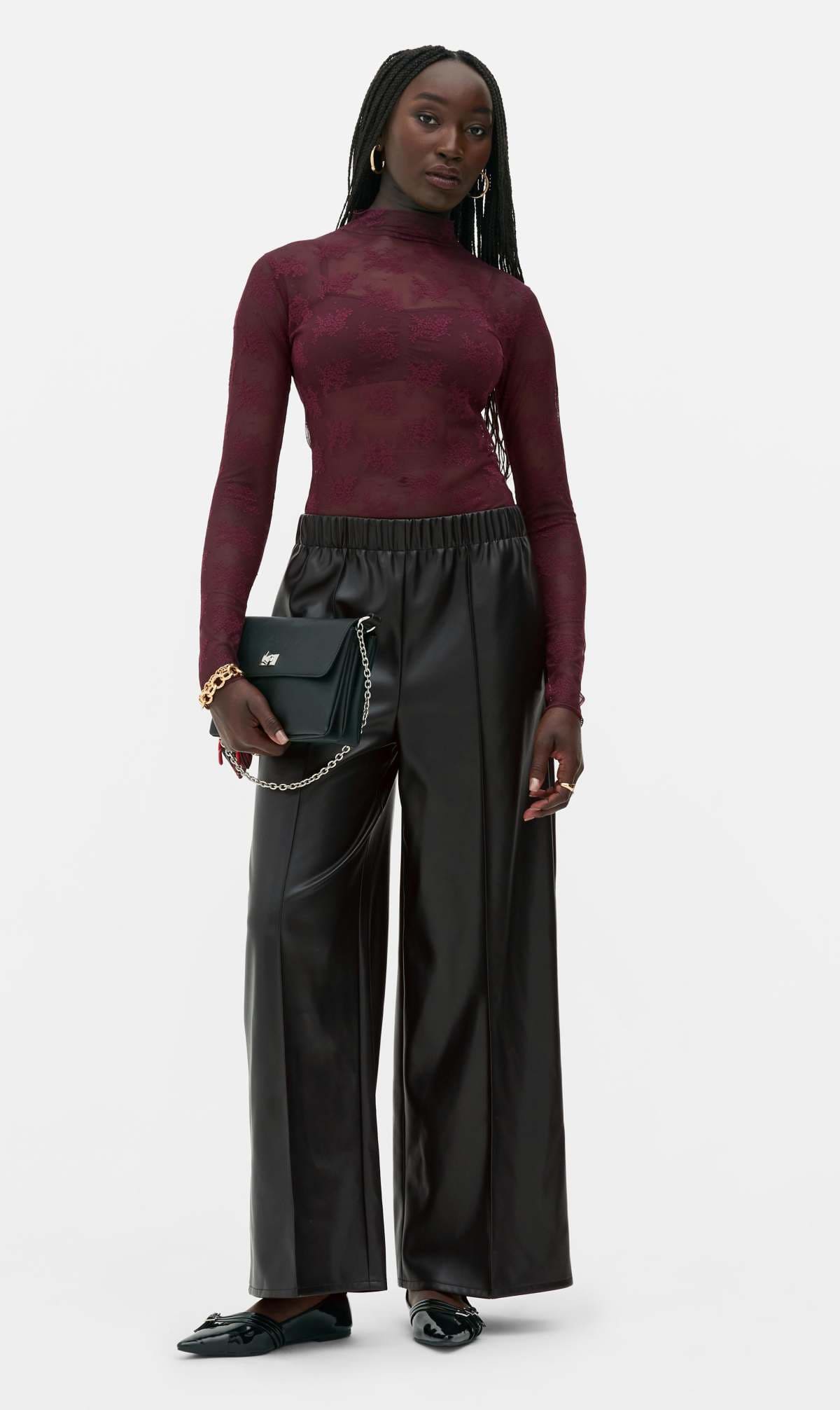 Pantalones de PU anchos de Rita Ora de Primark