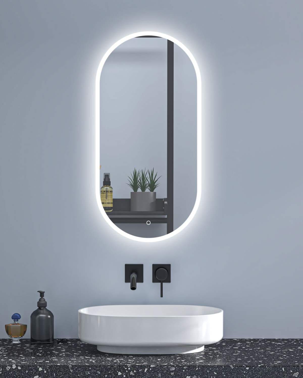 Espejo de baño LED 500 x 900 mm ovalado en Leroy Merlin