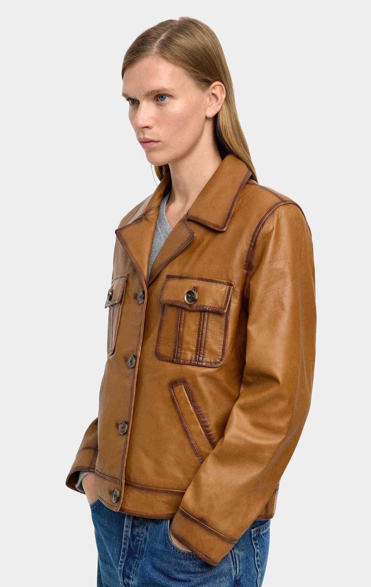 Parfois Chaqueta de mujer 100 piel con bolsillos en liso en El Corte Inglés