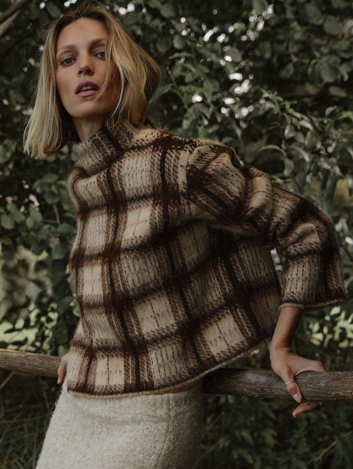 Jersey de punto con cuadrados efecto cepillado de Zara