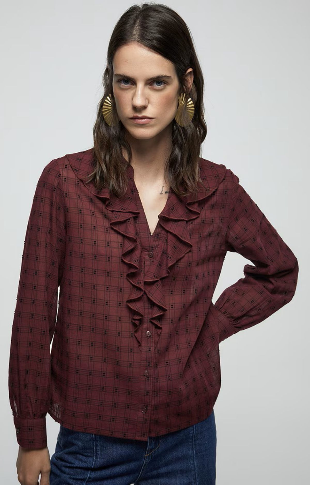 Blusa volante dobby de Sfera