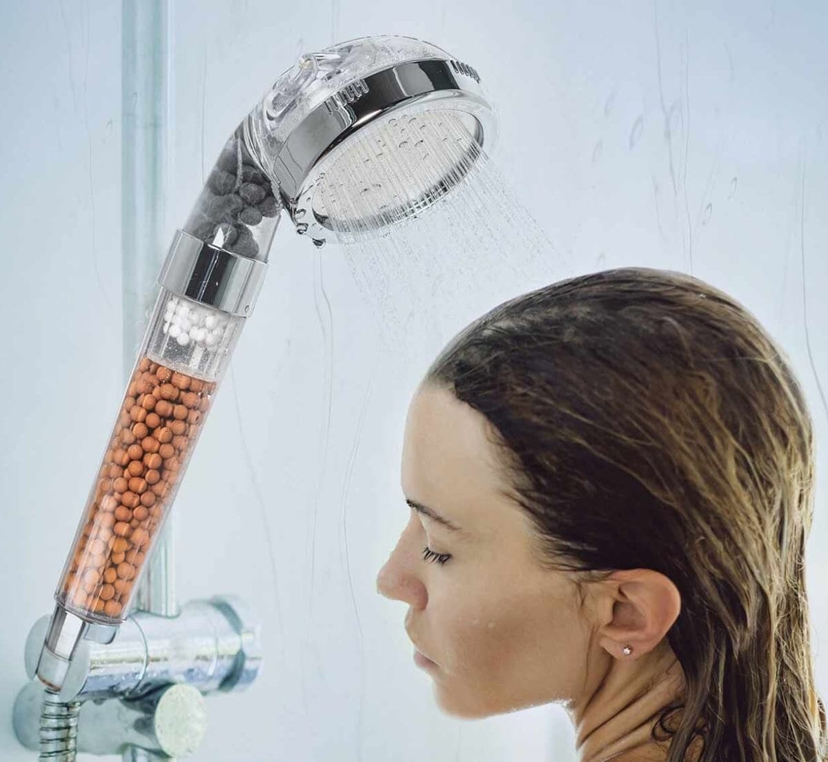 Cabezal de ducha Spa 3 en 1 con bolas minerales, Easy Maxx