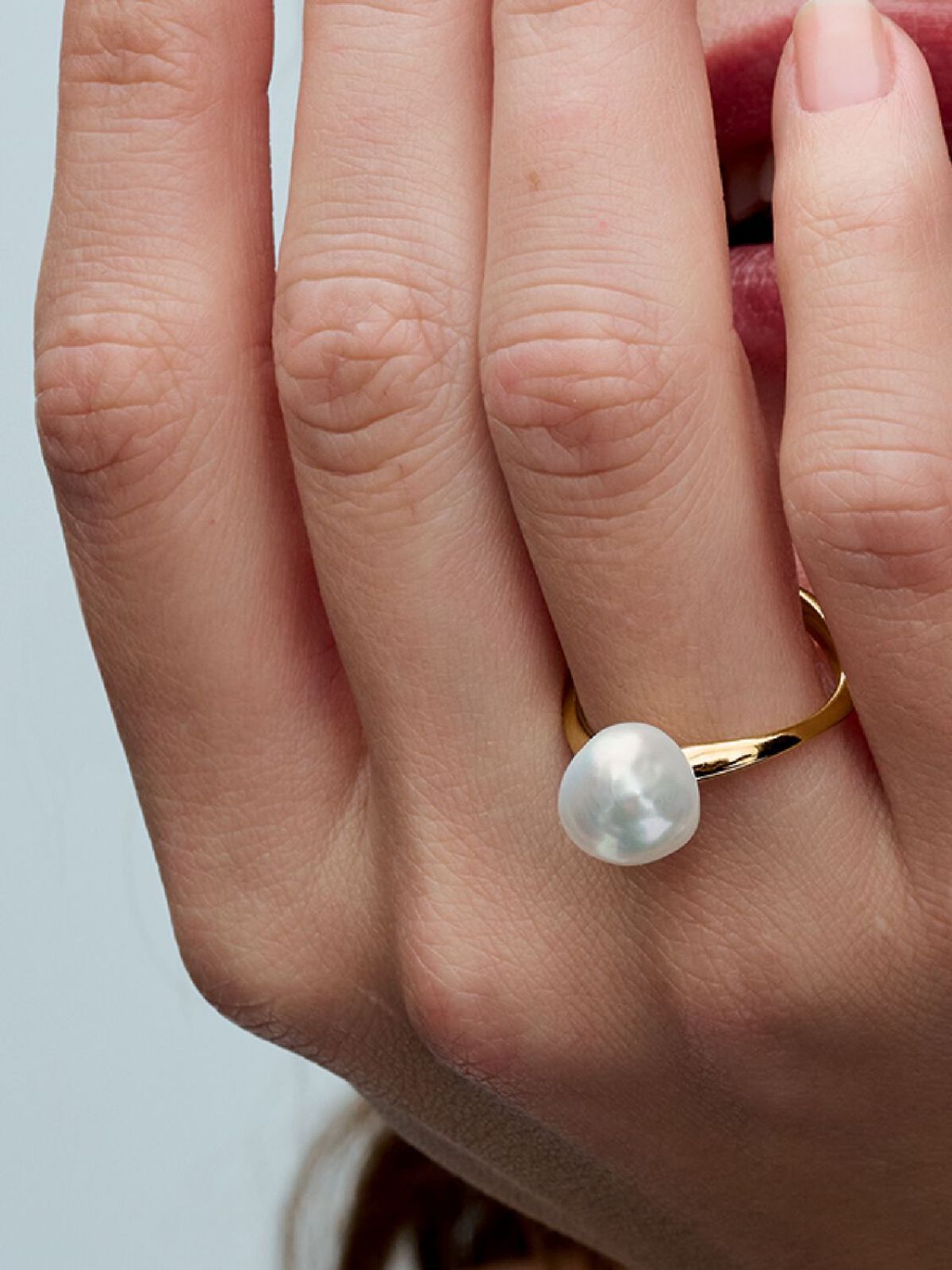 Anillo perla cultivada de agua dulce tratada barroca de Pandora