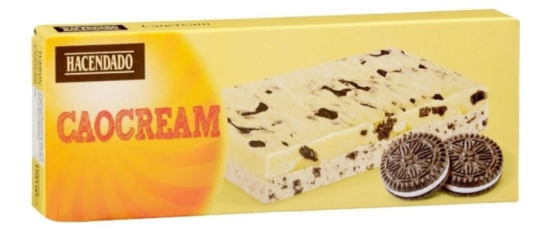 Turrón de chocolate blanco con galleta Caocream Hacendado
