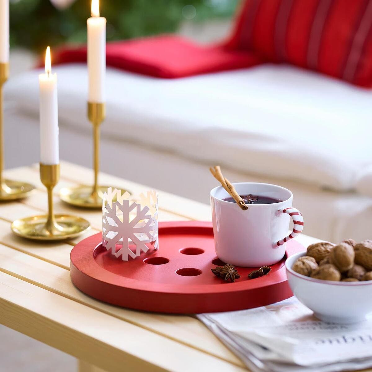 Bandeja de botón rojo