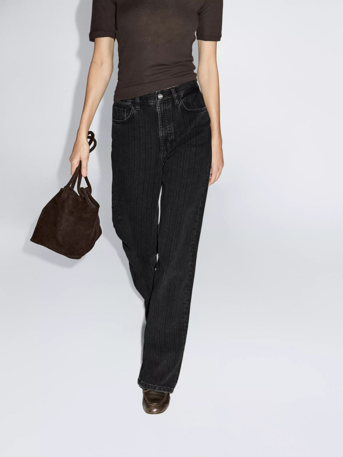 Jeans straight de tiro alto