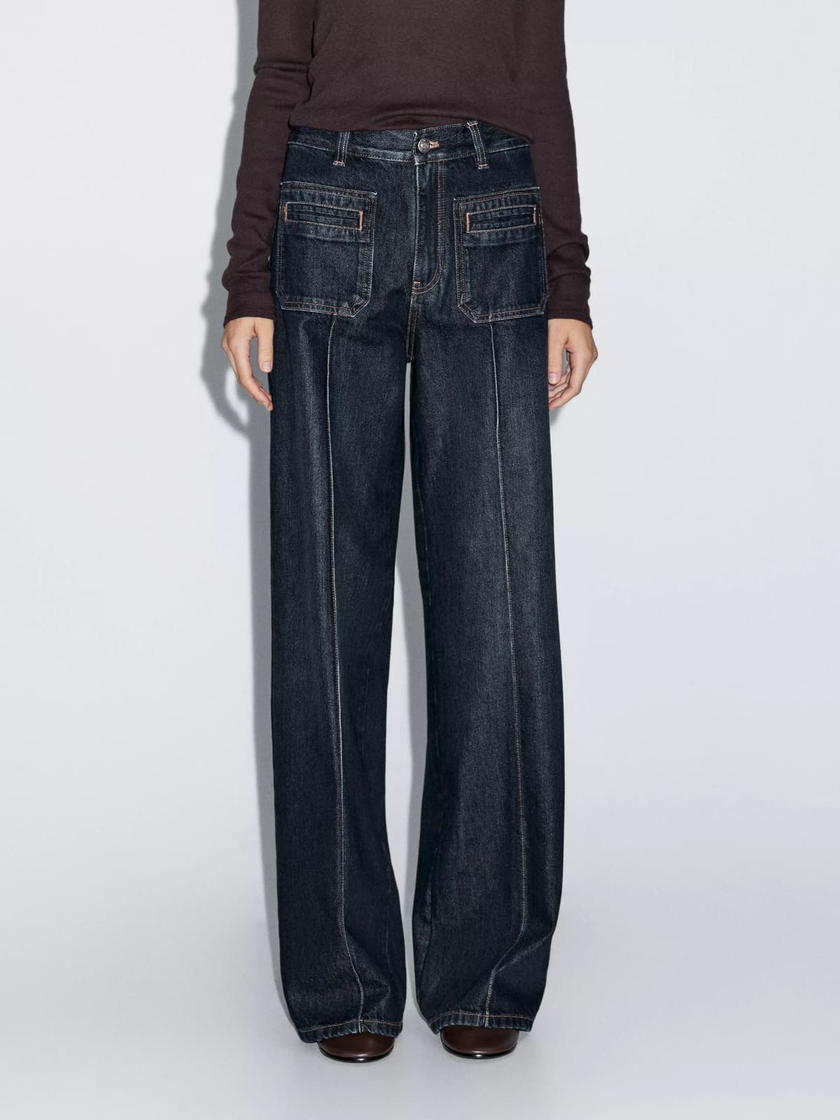 Jeans wide leg de tiro medio