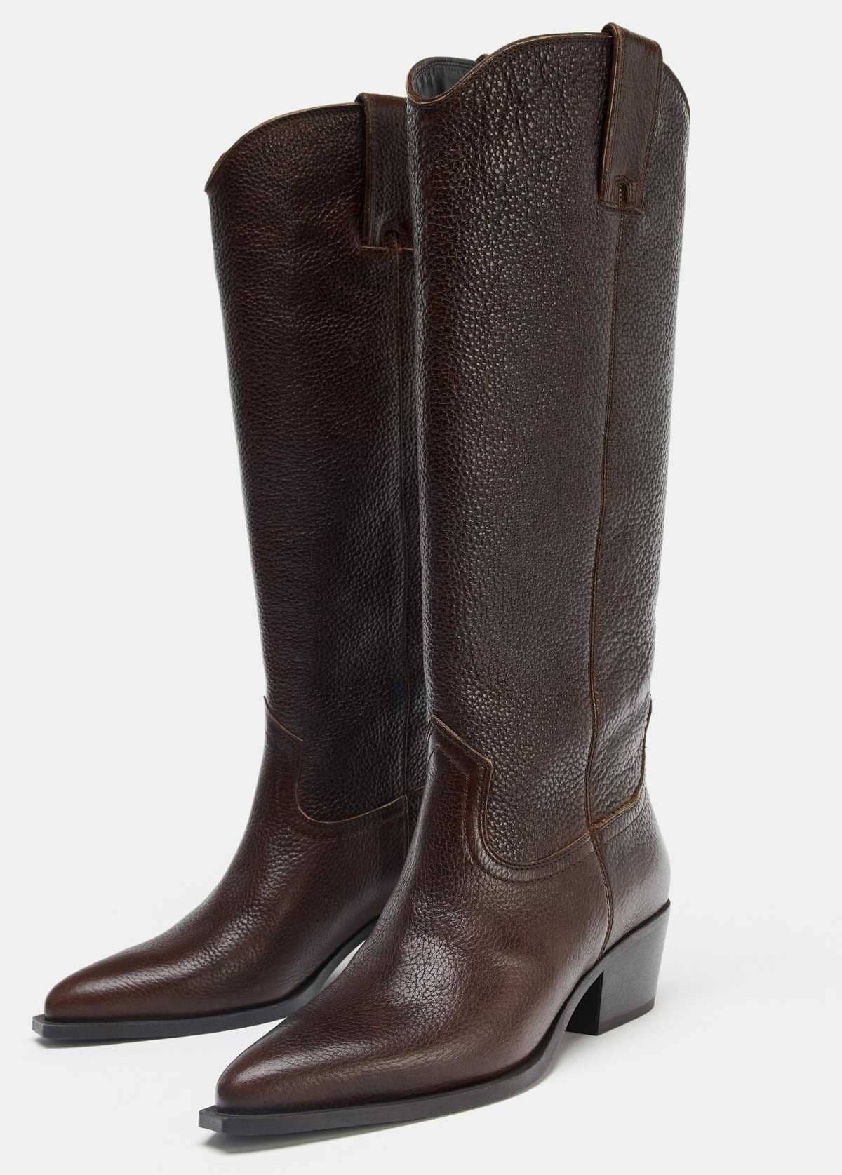 Bota alta piel de Zara