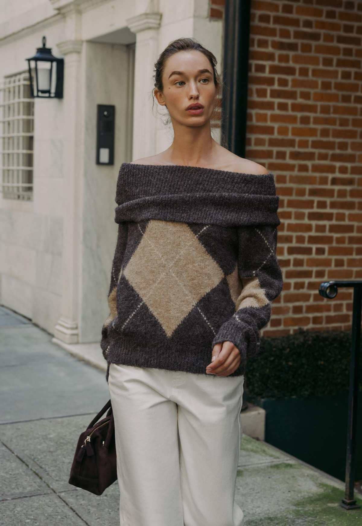 Jersey punto palabra de honor rombos de Zara