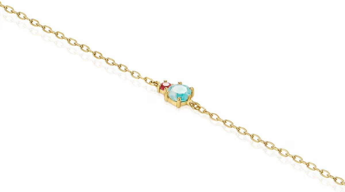 Pulsera de oro con amazonita y rubí Mini Ivette de Tous