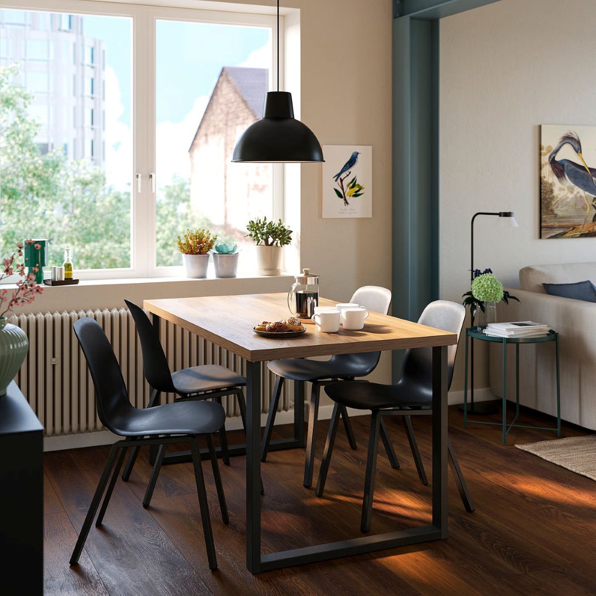 Mesa de comedor efecto nogal de la serie SKÅLSTA de Ikea