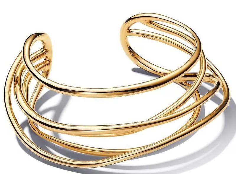 Pulsera rígida y abierta de alambre con forma orgánica, Pandora ESSENCE