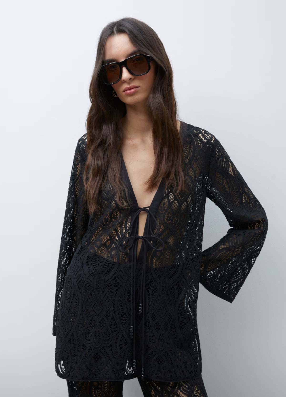 Tintoretto Blusa de mujer de manga larga con encaje en El Corte Inglés