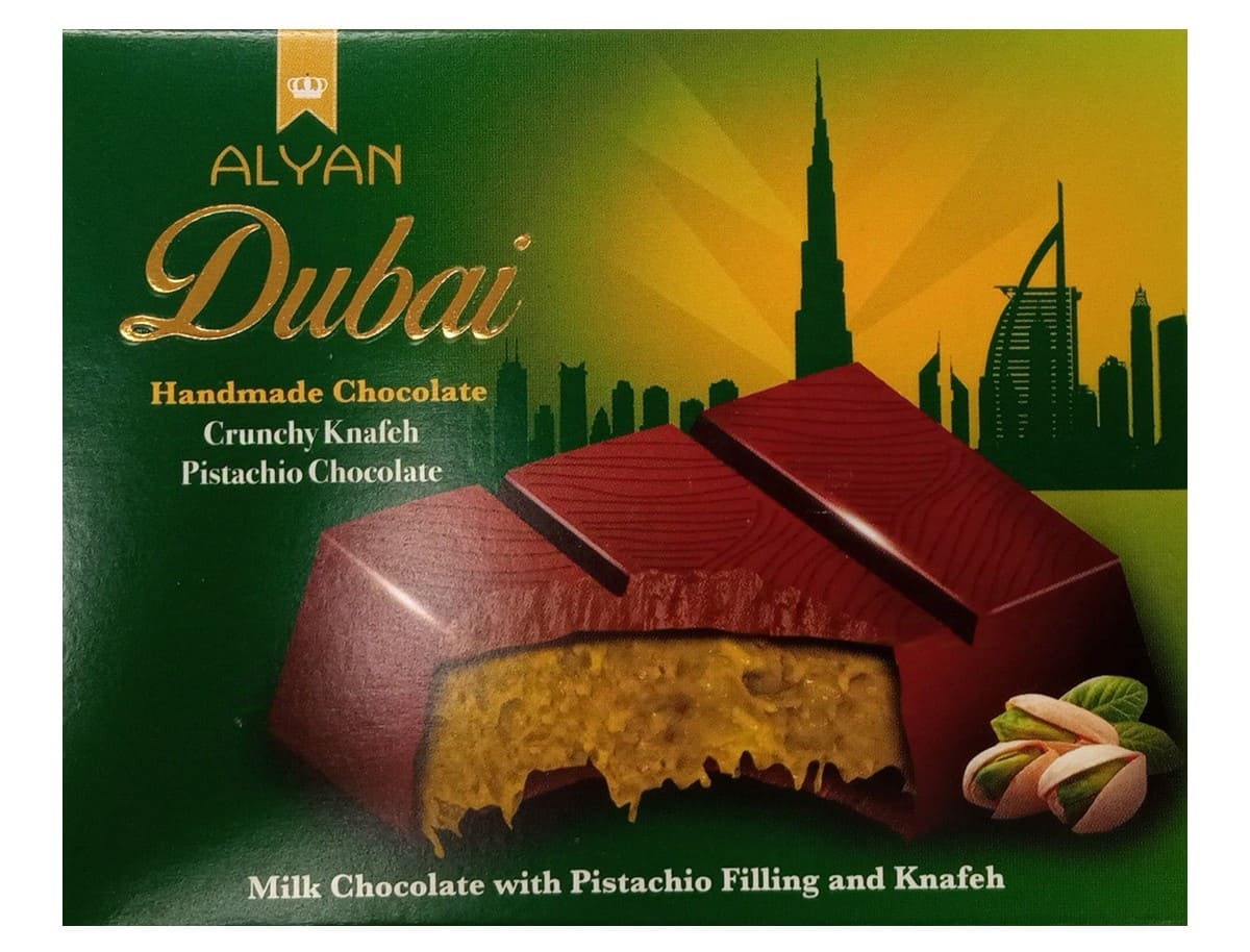 Tableta de chocolate y pistacho Dubái Alyan