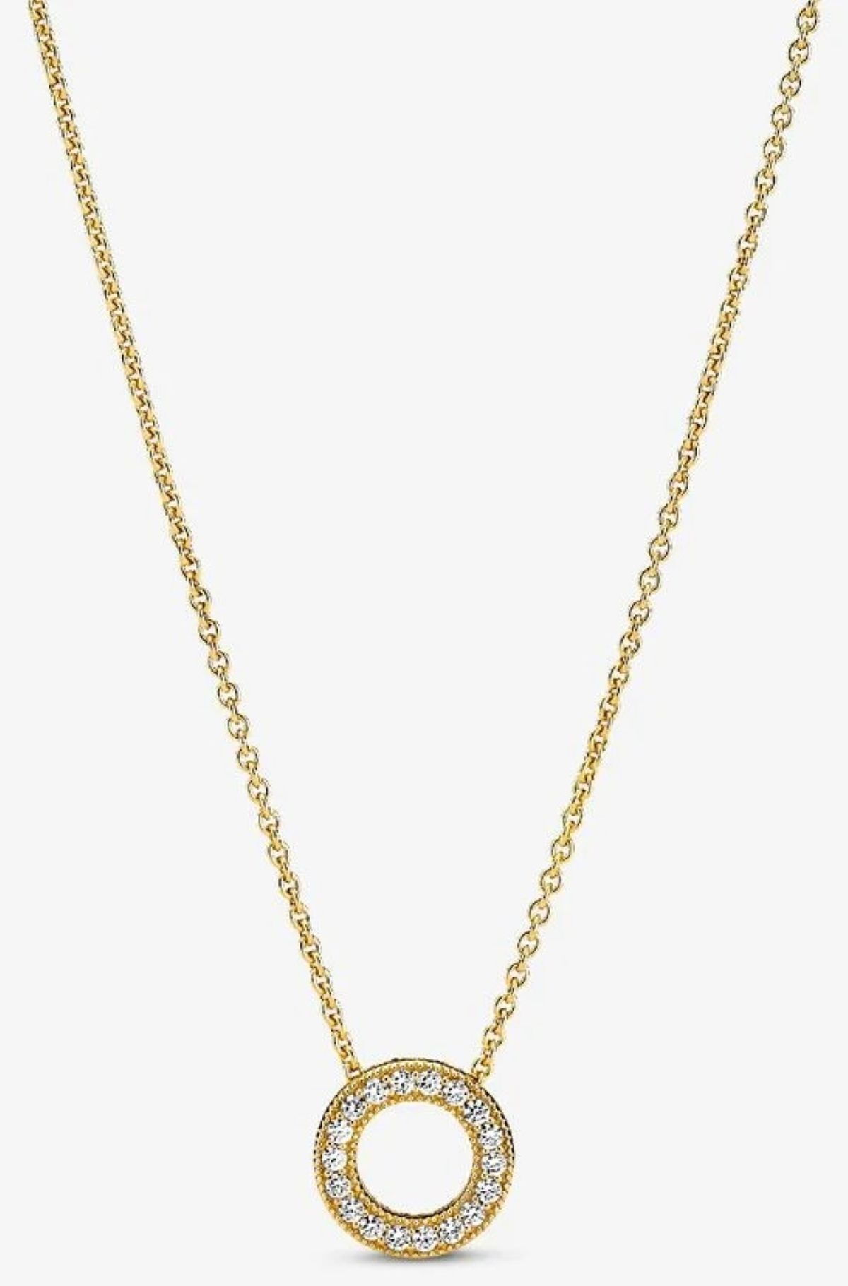 Collar círculo en pavé logotipo de Pandora
