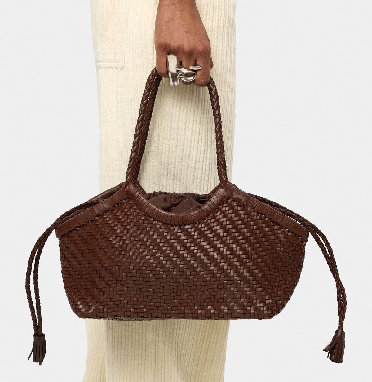 Bolso tote de piel trenzada