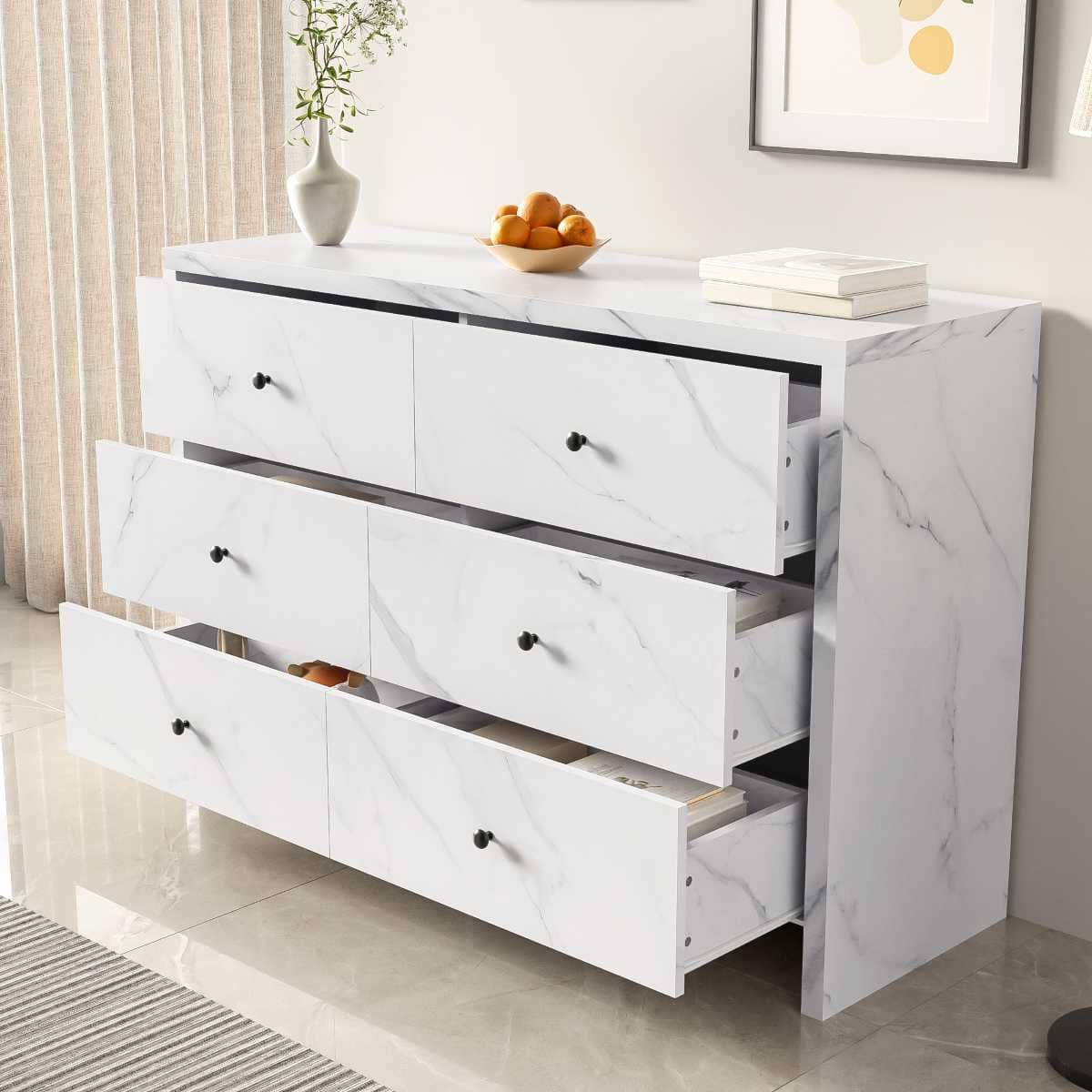 Cómoda efecto mármol con 6 cajones en Leroy Merlin