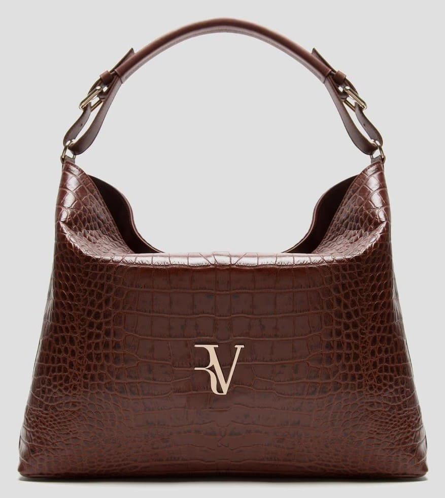 Bolso de mano de piel con grabado animal print, Roberto Verino