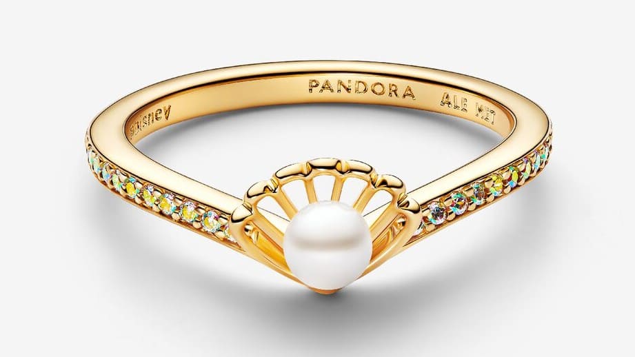 Anillo Perla Concha Princesa Ariel de Disney de Pandora