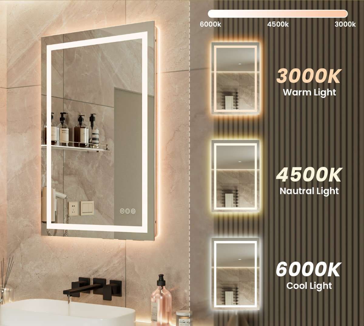 Espejo Iluminado LED tricolor antivaho en Leroy Merlin