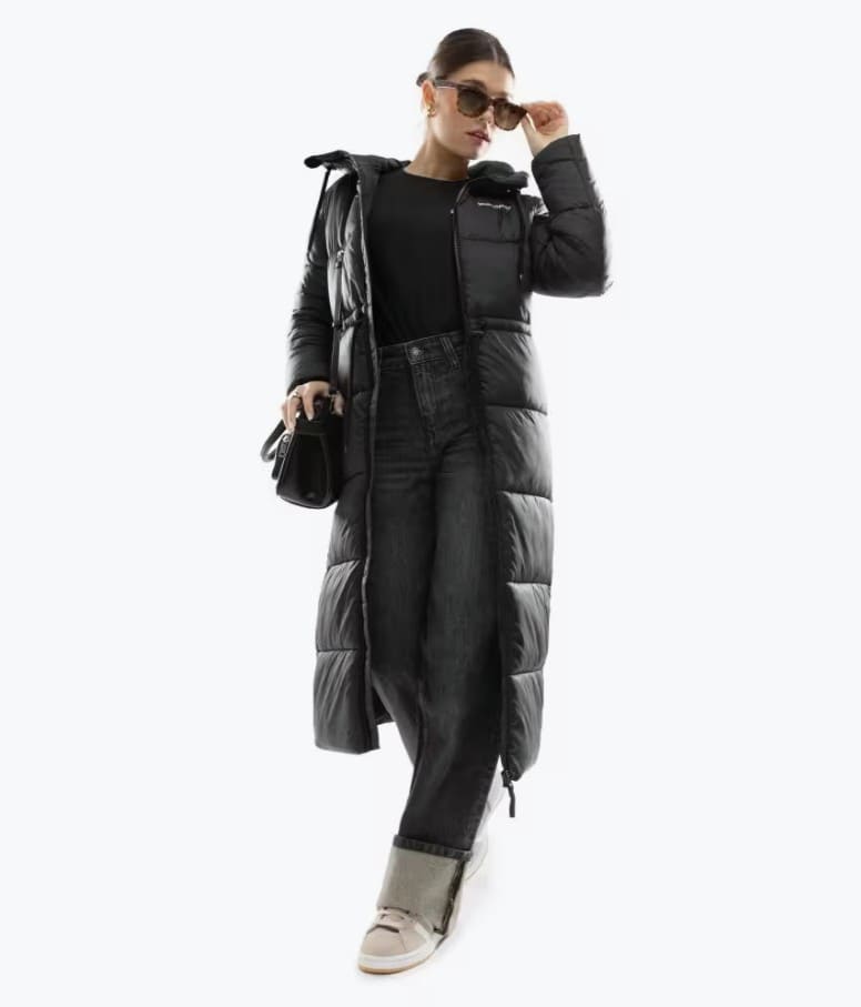 SIROKO Abrigo largo acolchado mujer lifestyle Finland Negro en Decathlon