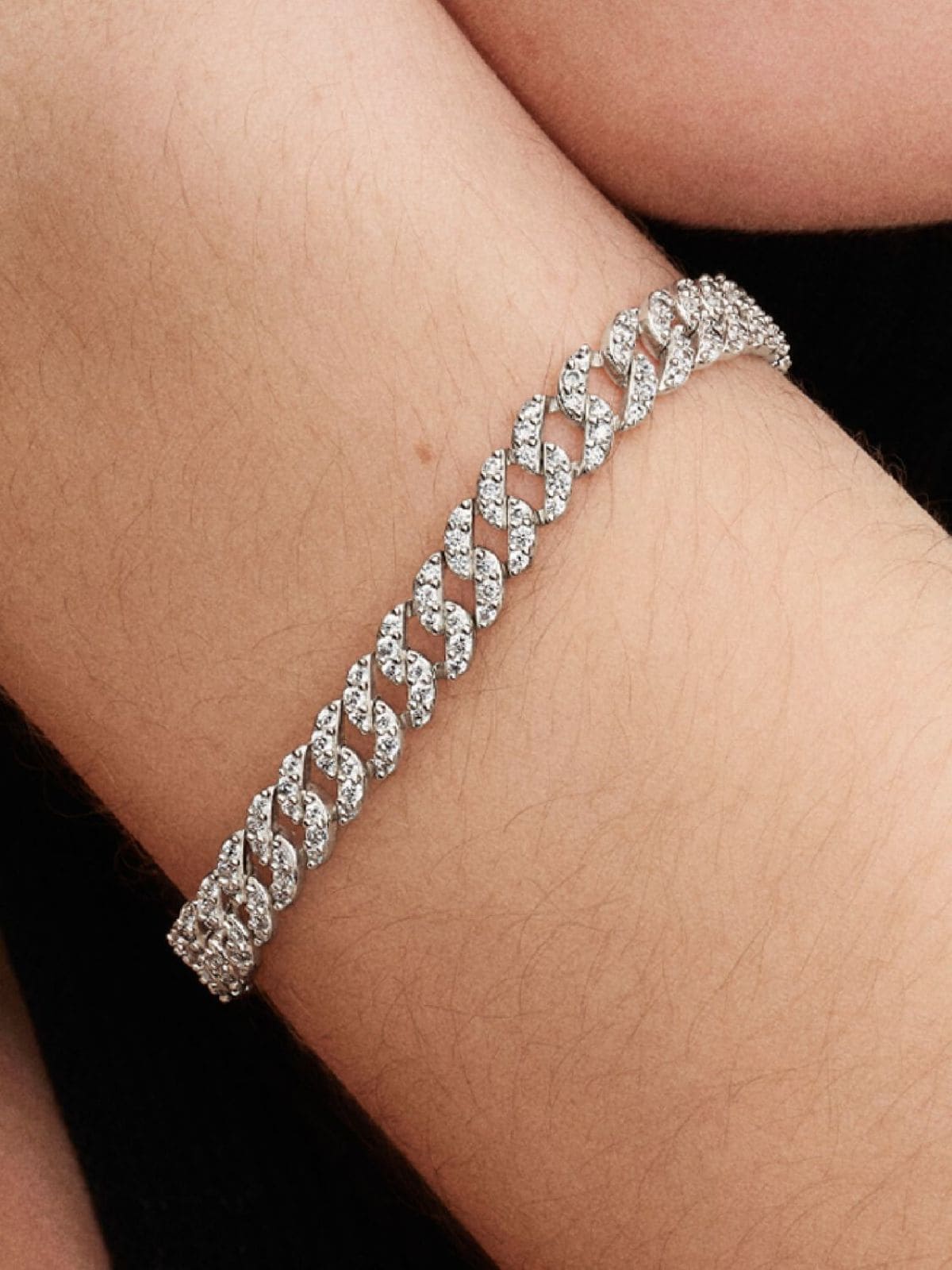 Pulsera de cadena cubana de pavé en plata de Pandora