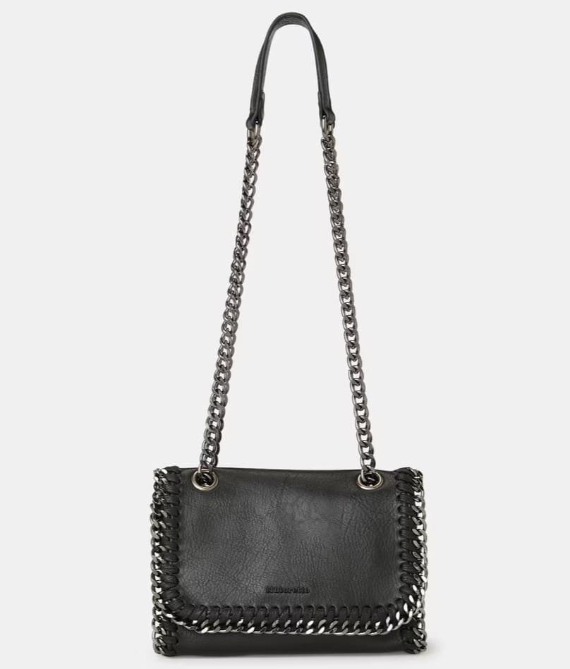 Bolso con efecto piel y adorno de cadenas y solapa, Tintoretto