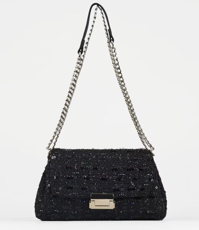 Bolso de fiesta con solapa textura tweed, PACOMARTÍNEZ