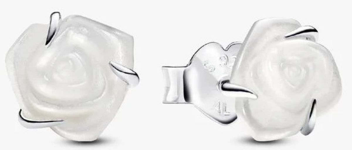 Pendientes de botón Blanca Floreciendo de Pandora