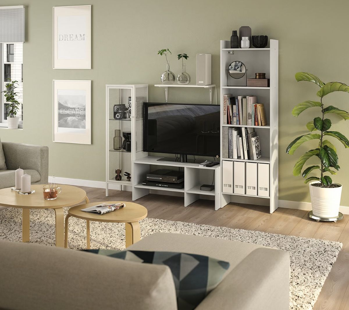 Mueble de TV con estantería de la serie BAGGEBO de Ikea