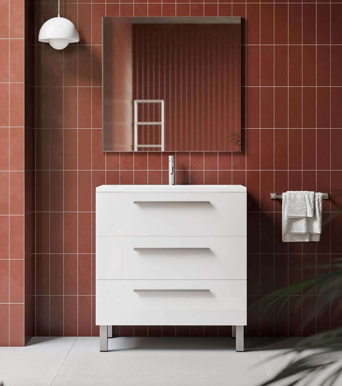 Mueble de baño con lavabo Madrid blanco brillante en Leroy Merlin
