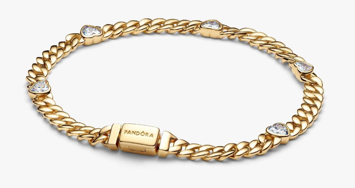 Pulsera de Cadena Cubana Corazón de Pandora 1