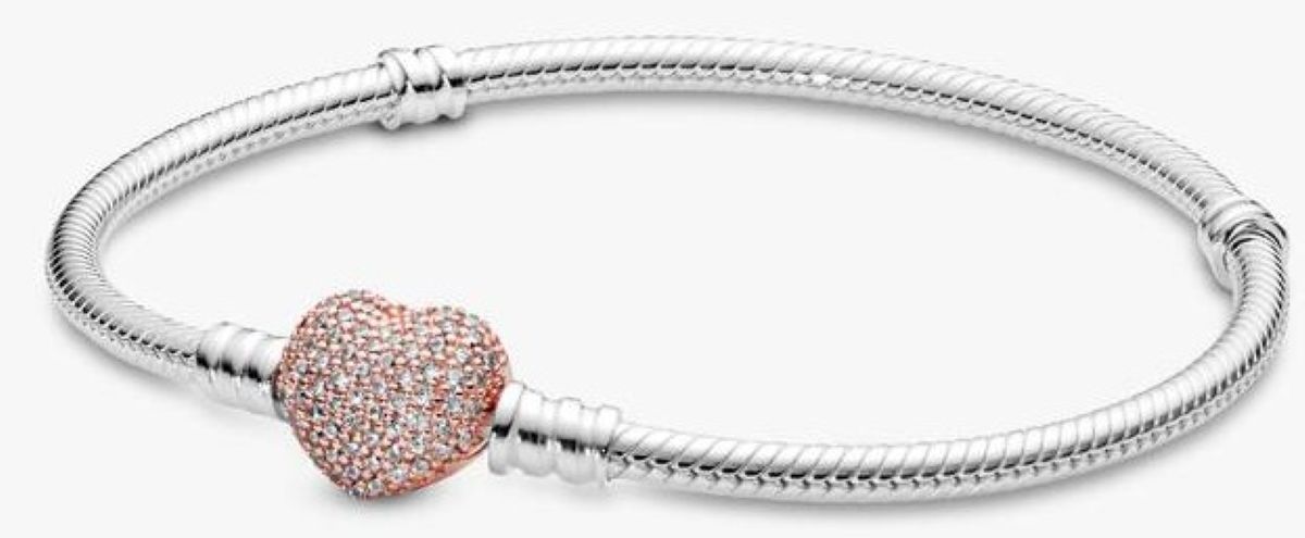 Pulsera de cadena de serpiente con cierre de Corazón en pavé de Pandora